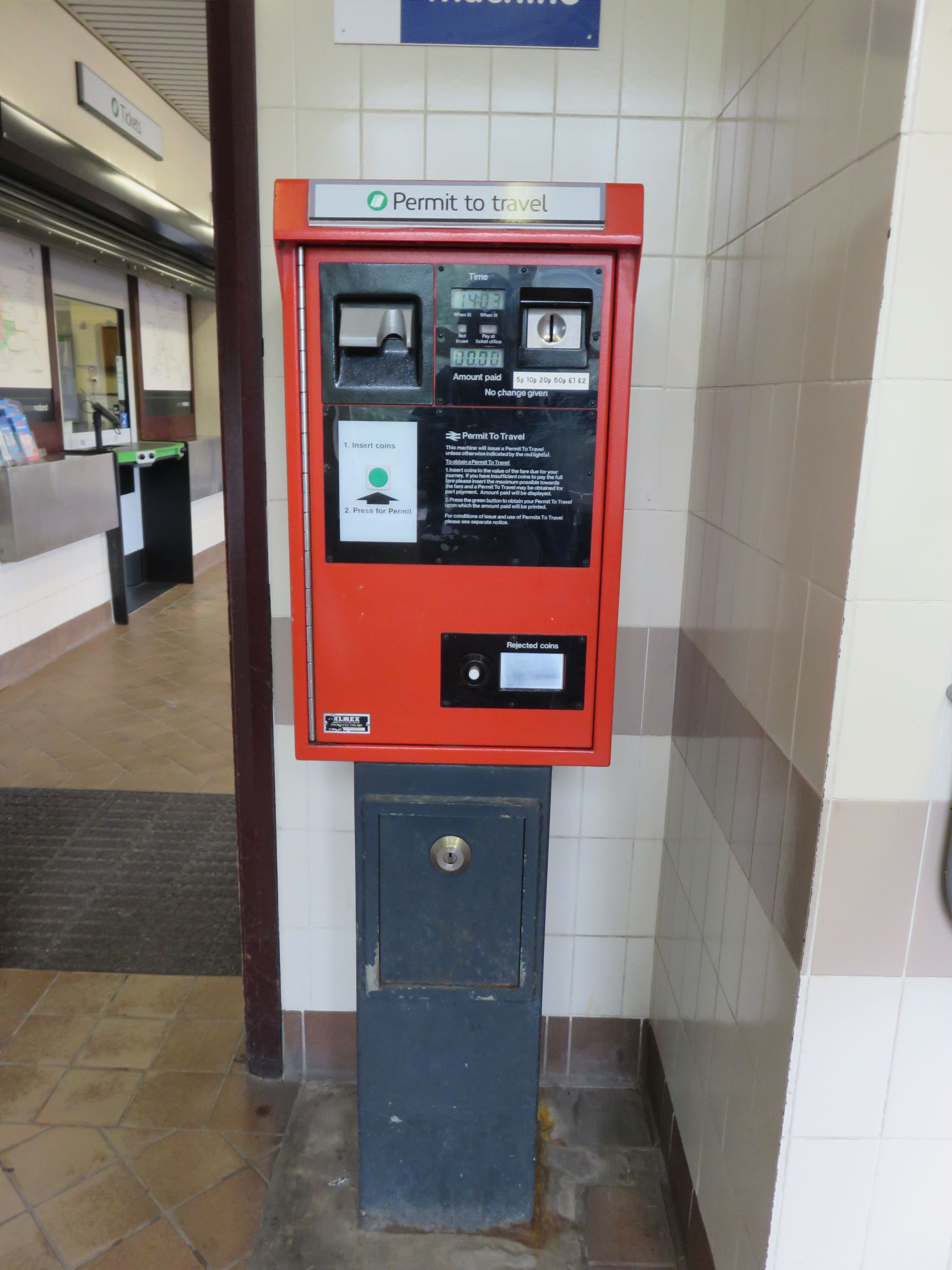 PERTIS machine at Acocks Green railway station.