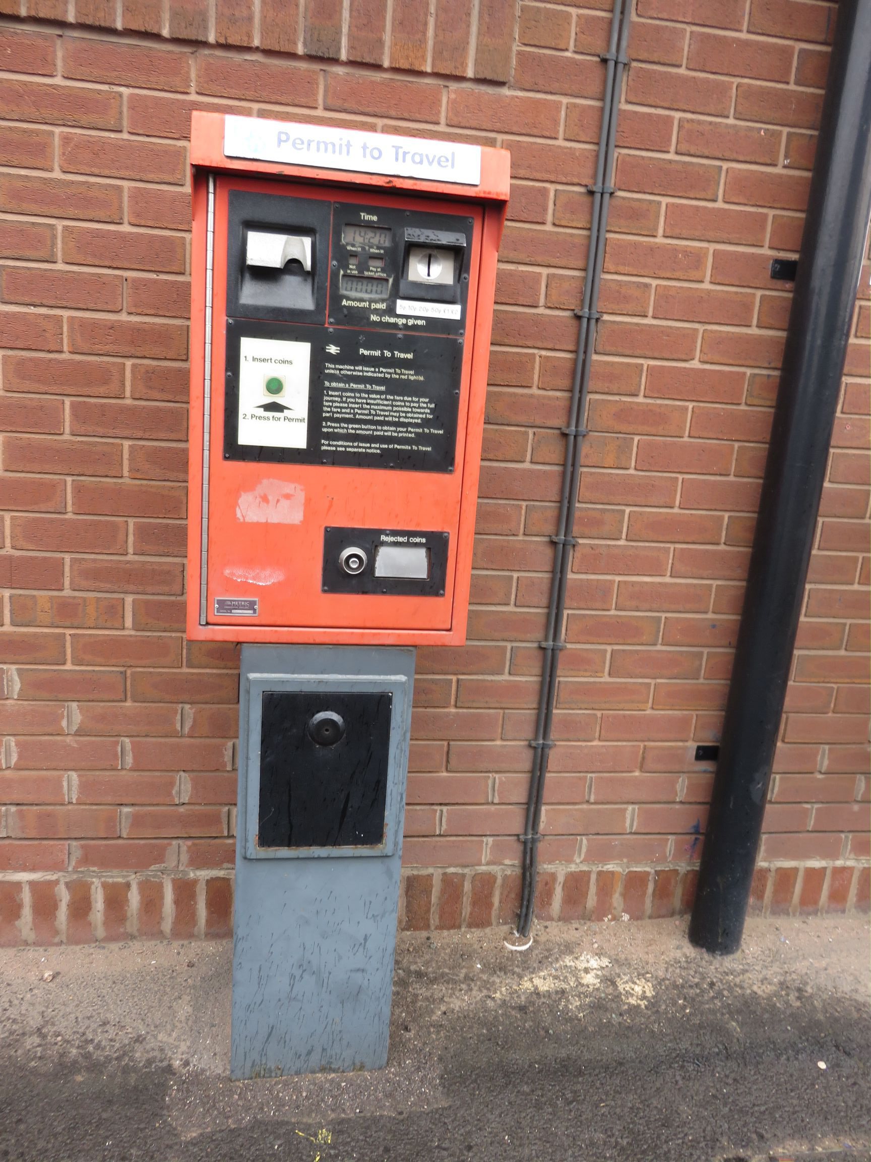 PERTIS machine at Adderley Park railway station.