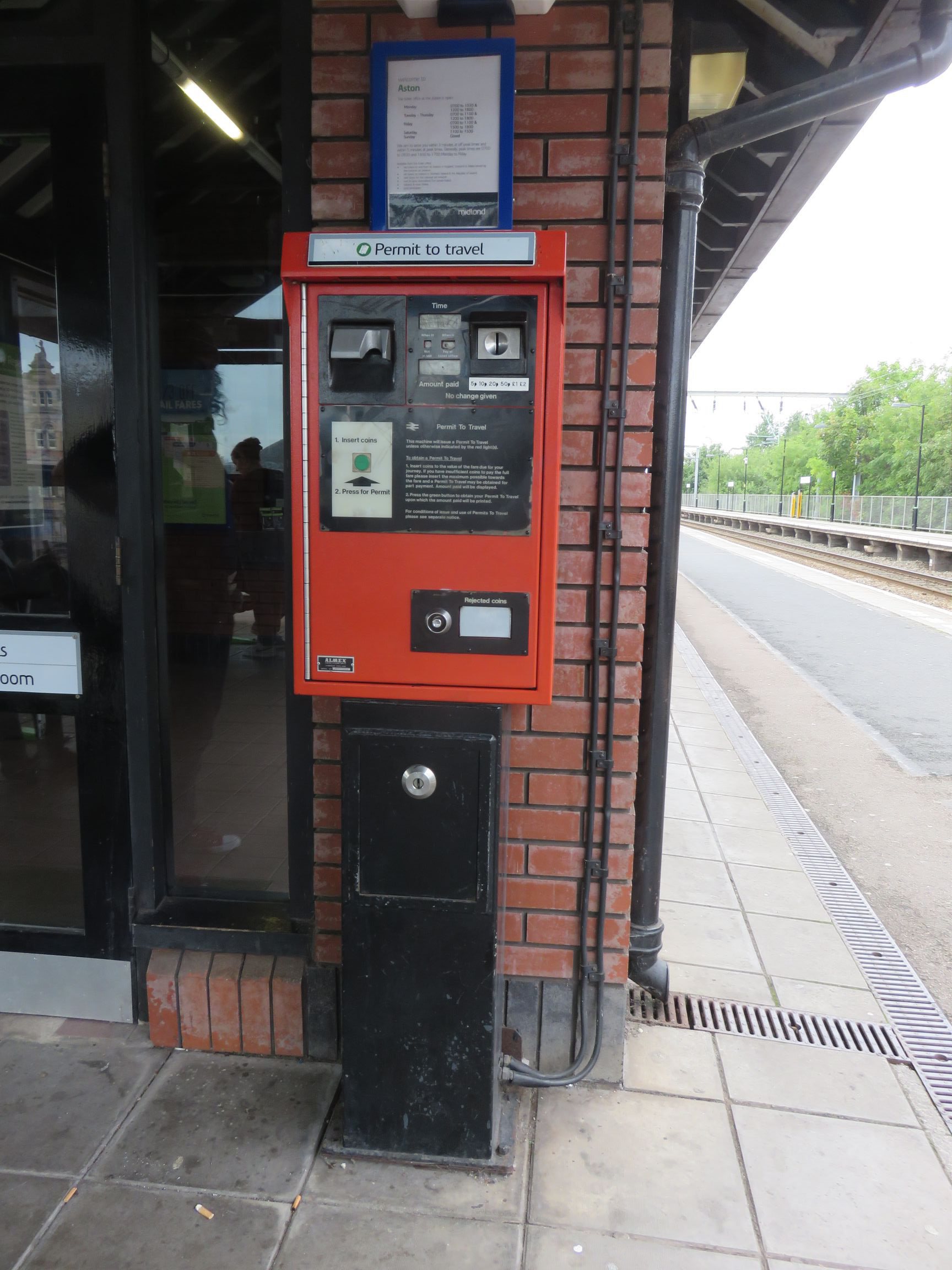 PERTIS machine at Aston railway station.