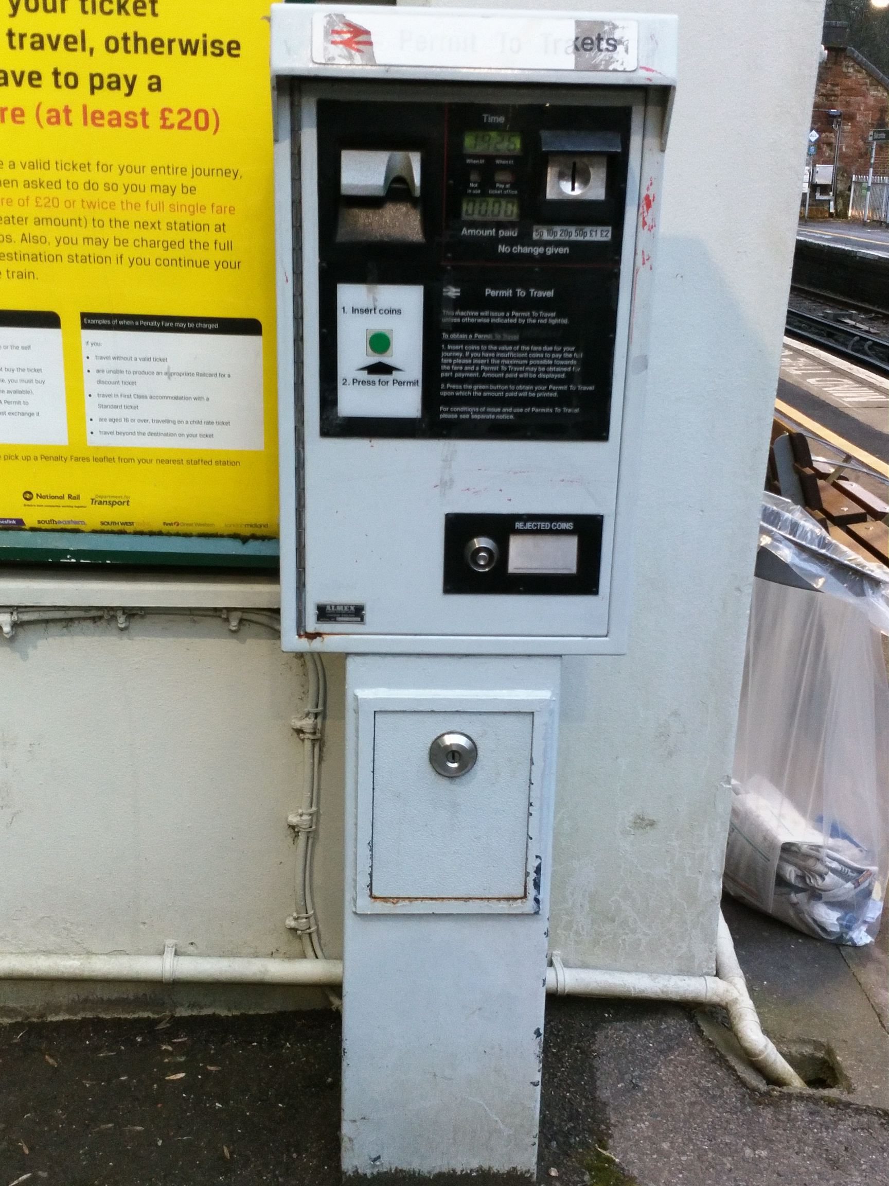 PERTIS machine at Balcombe railway station.