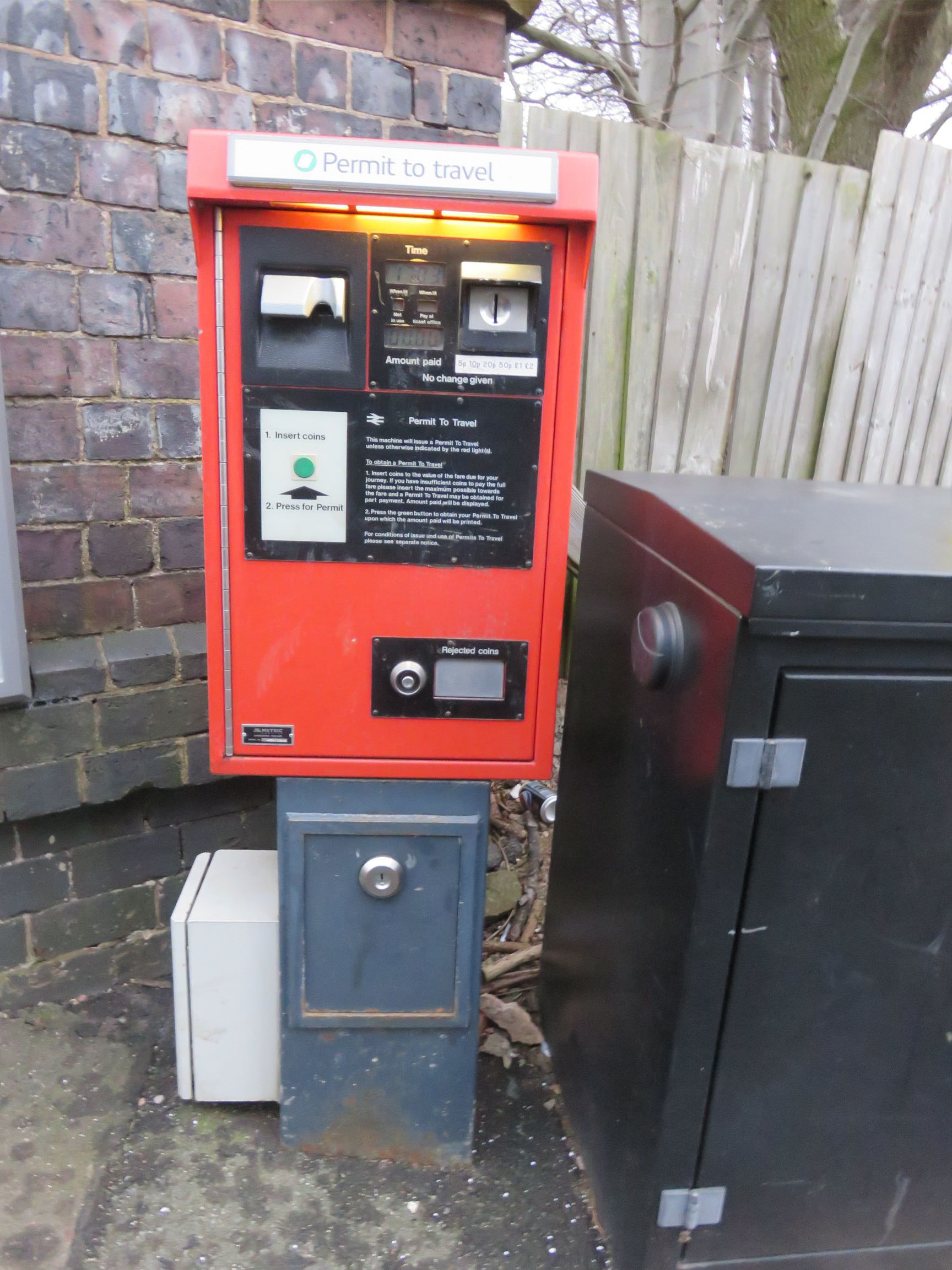 PERTIS machine at Bilbrook railway station.