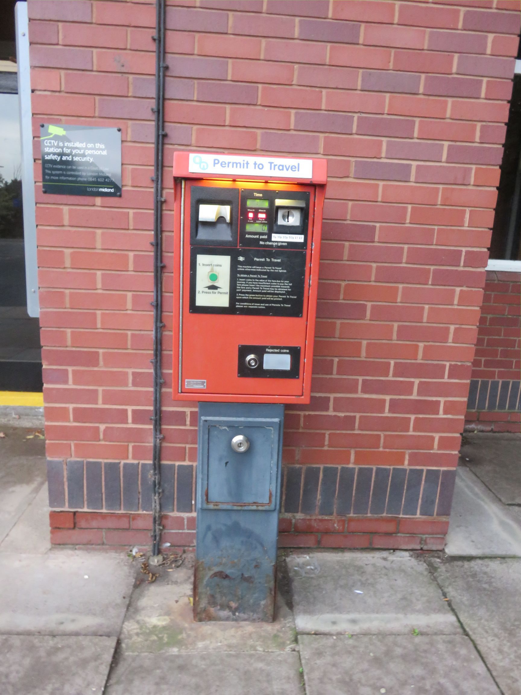 PERTIS machine at Blake Street railway station.