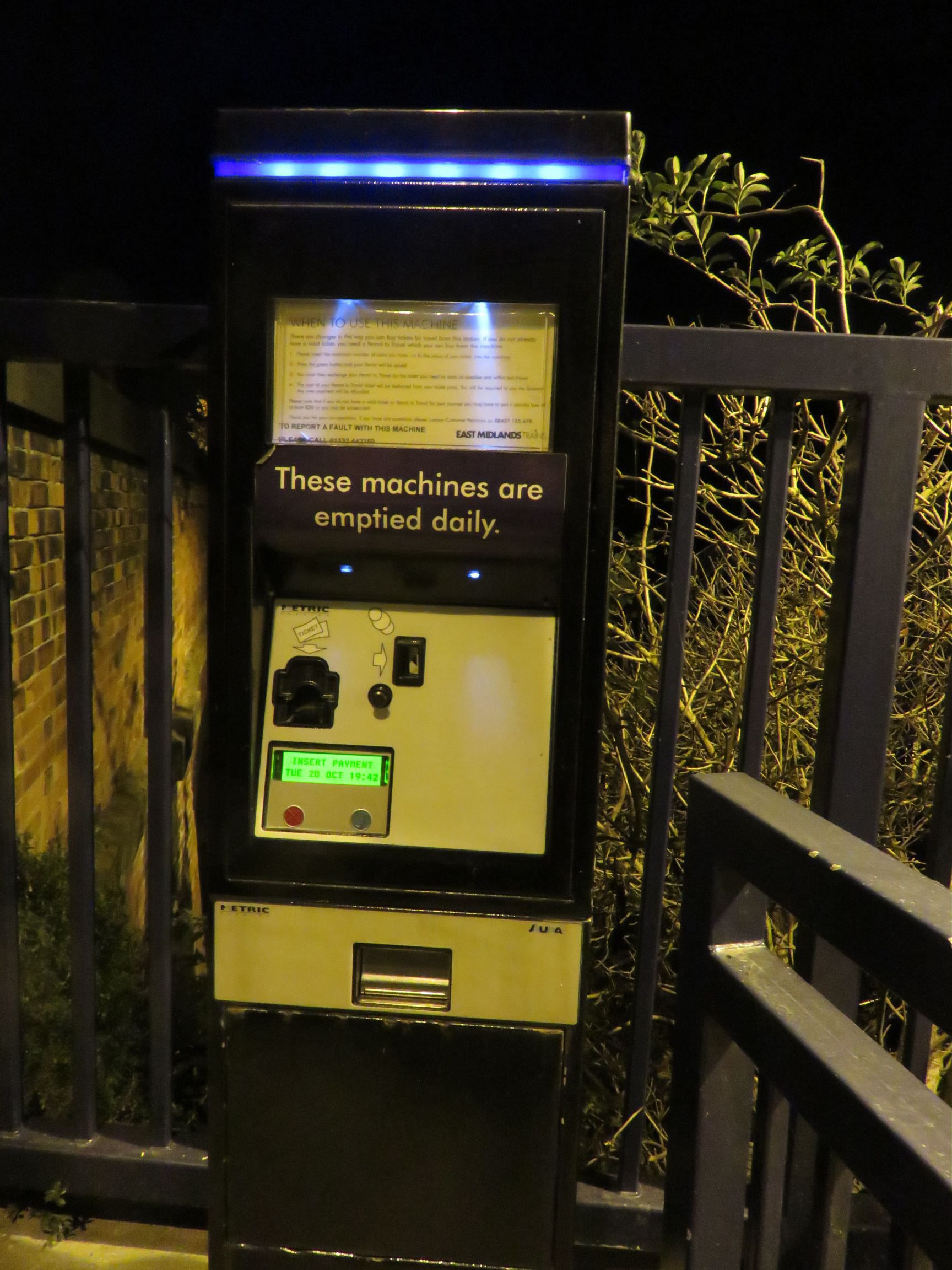 PERTIS machine at Barrow-Upon-Soar railway station.