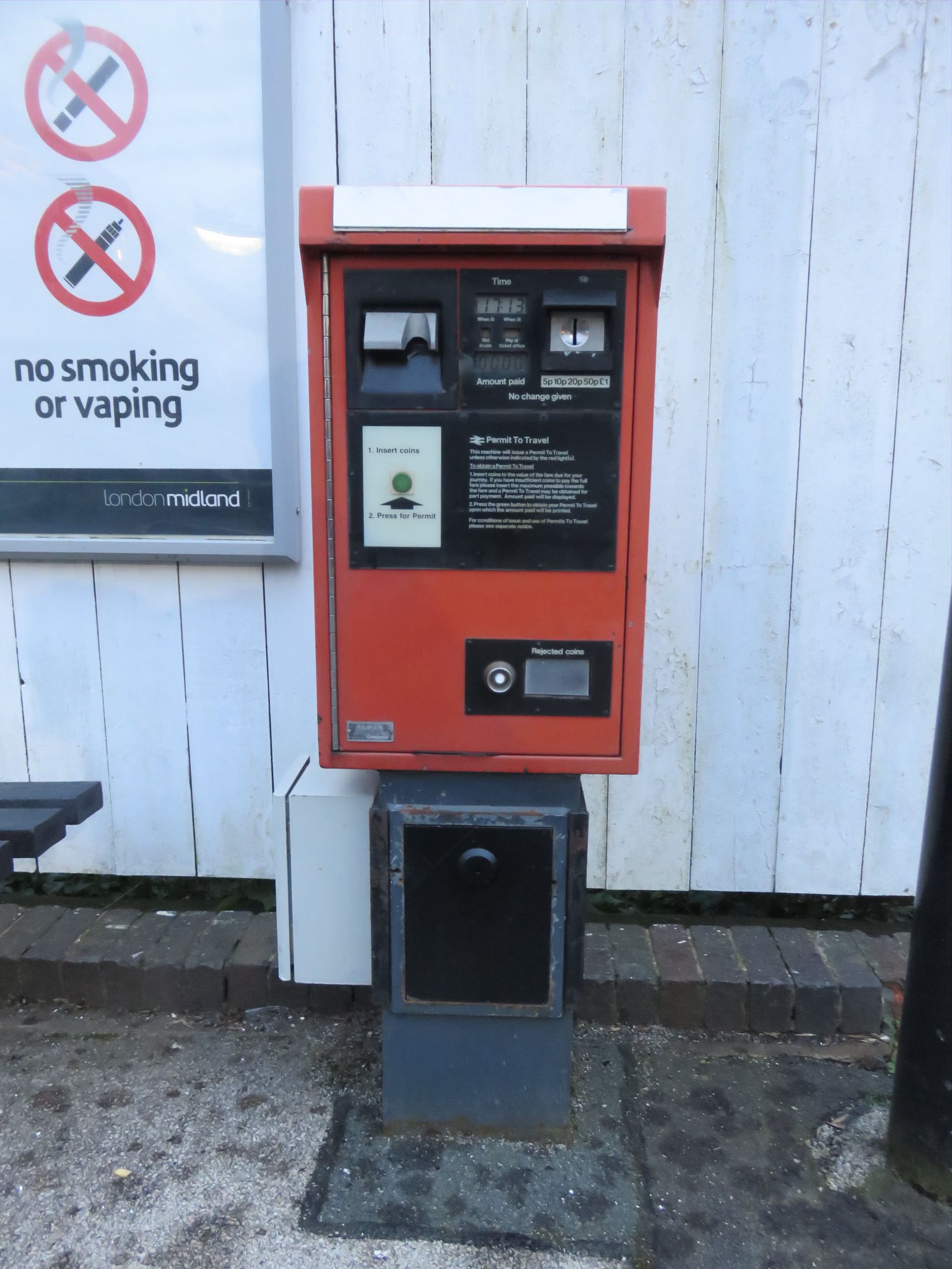 PERTIS machine at Codsall railway station.