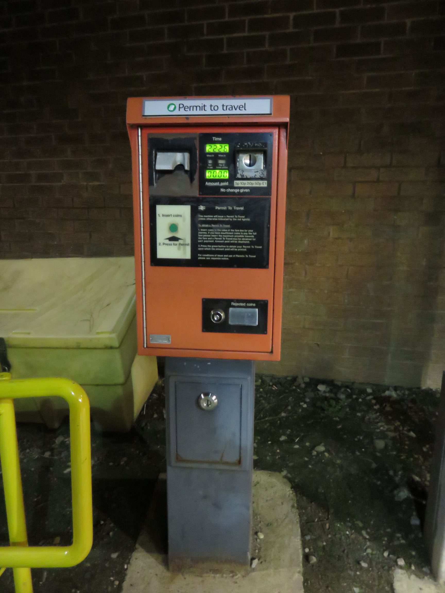 PERTIS machine at Coseley railway station.