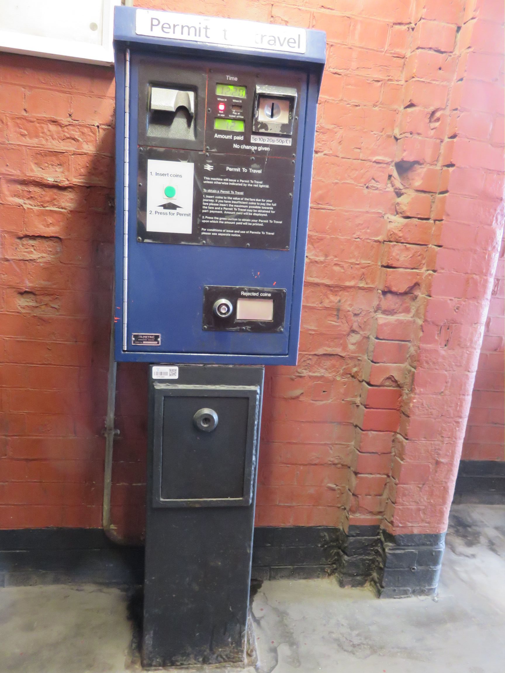 PERTIS machine at Chadwell Heath railway station.