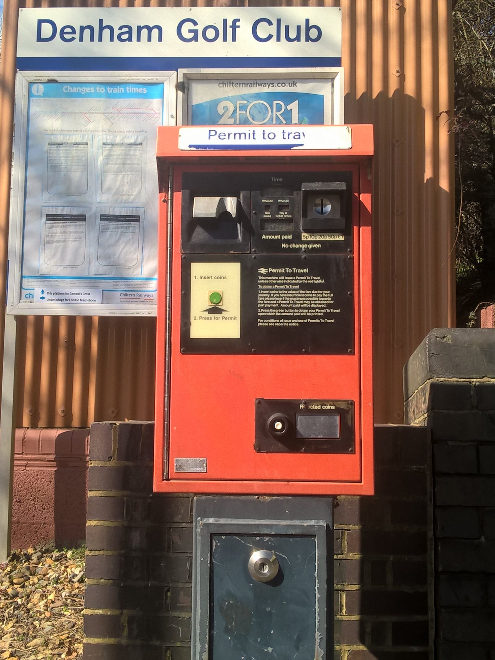 PERTIS machine at Denham Golf Club railway station.
