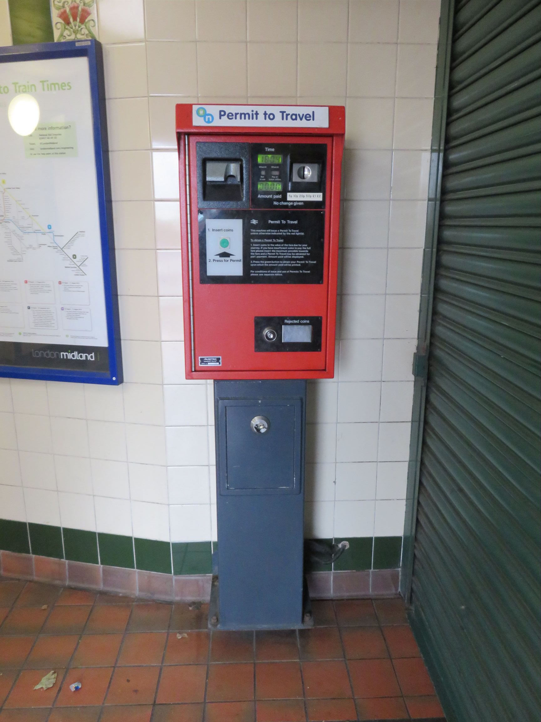 PERTIS machine at Duddeston railway station.