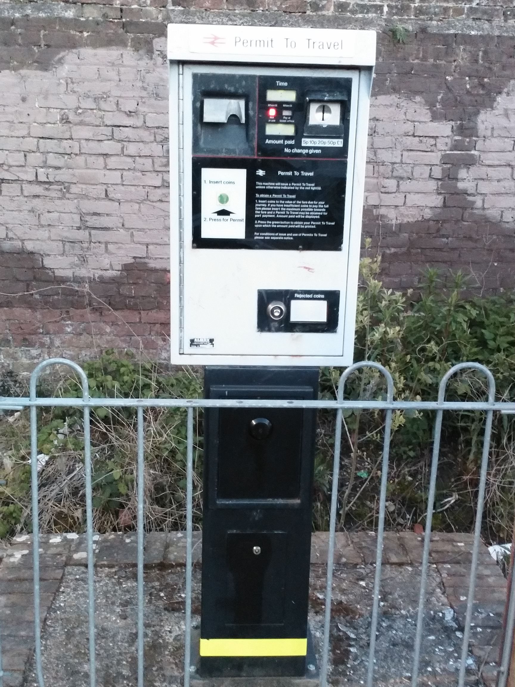 PERTIS machine at East Worthing railway station.