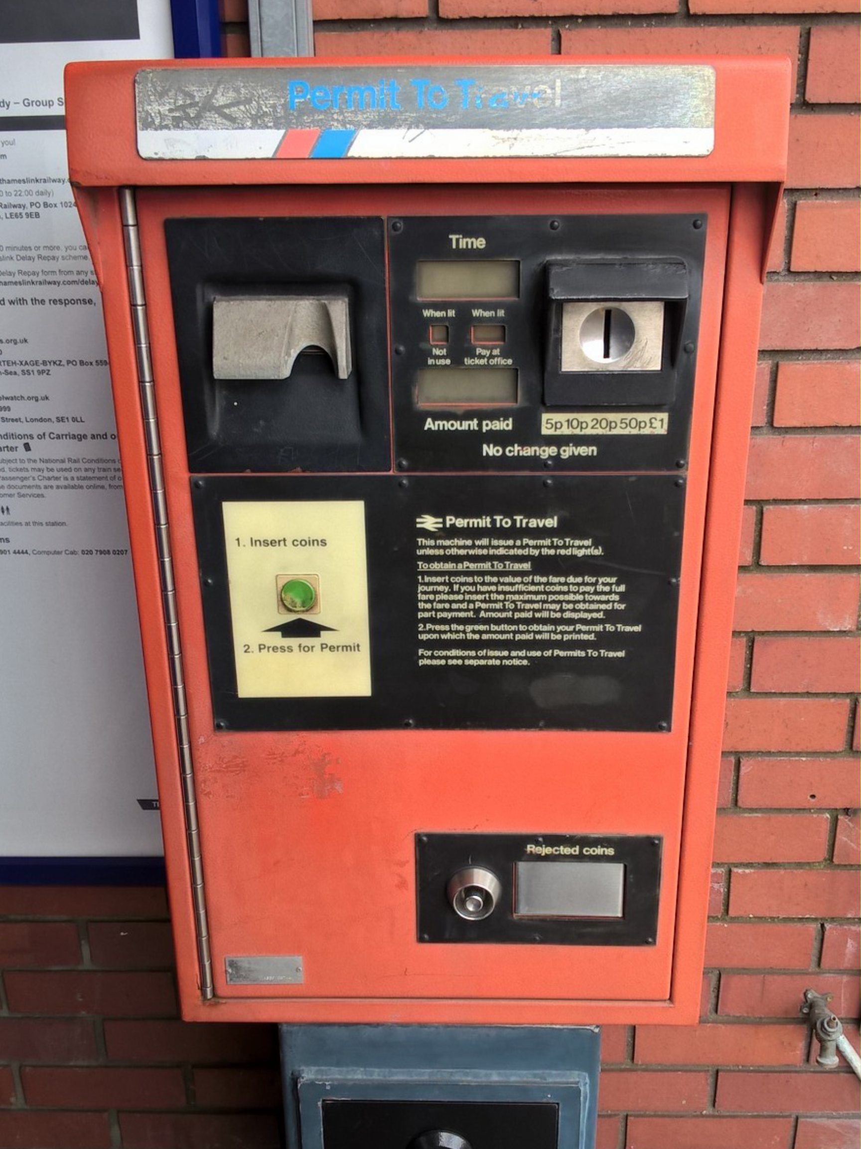 PERTIS machine at Hendon railway station.