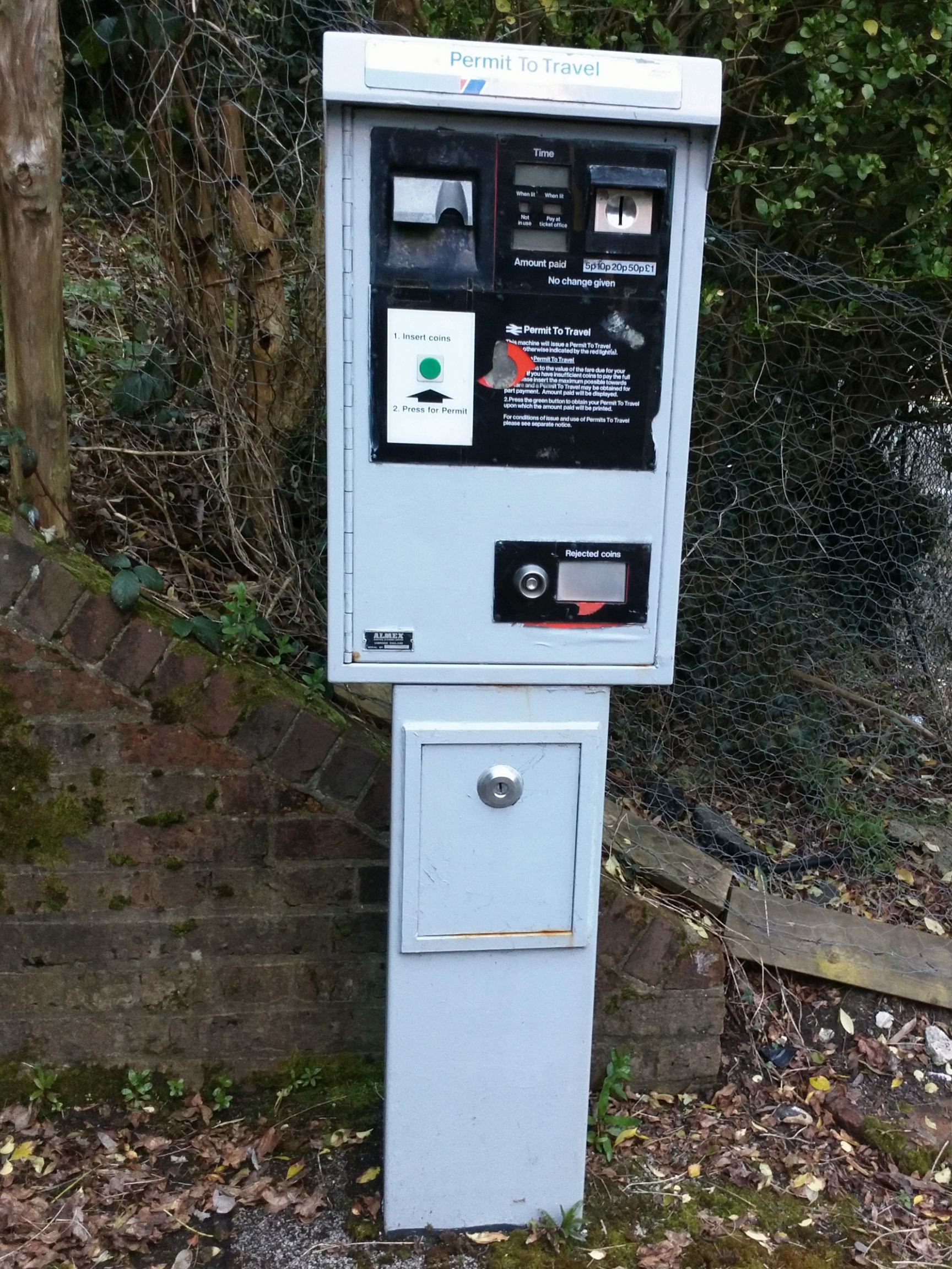 PERTIS machine at Holmwood railway station.