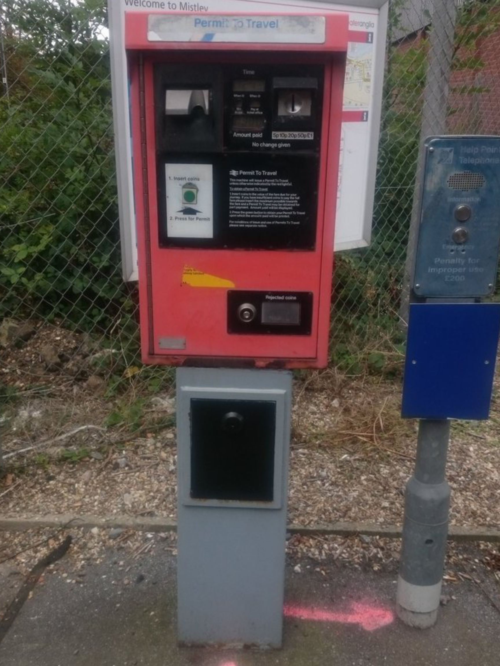 PERTIS machine at Mistley railway station.