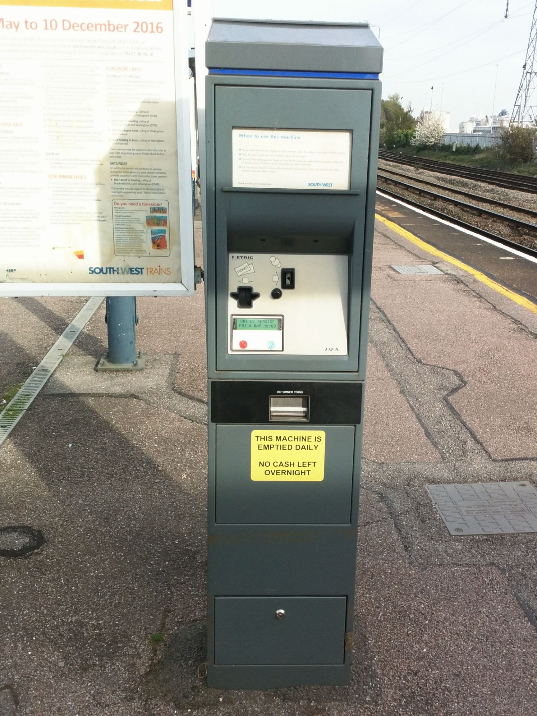 PERTIS machine at Millbrook railway station.