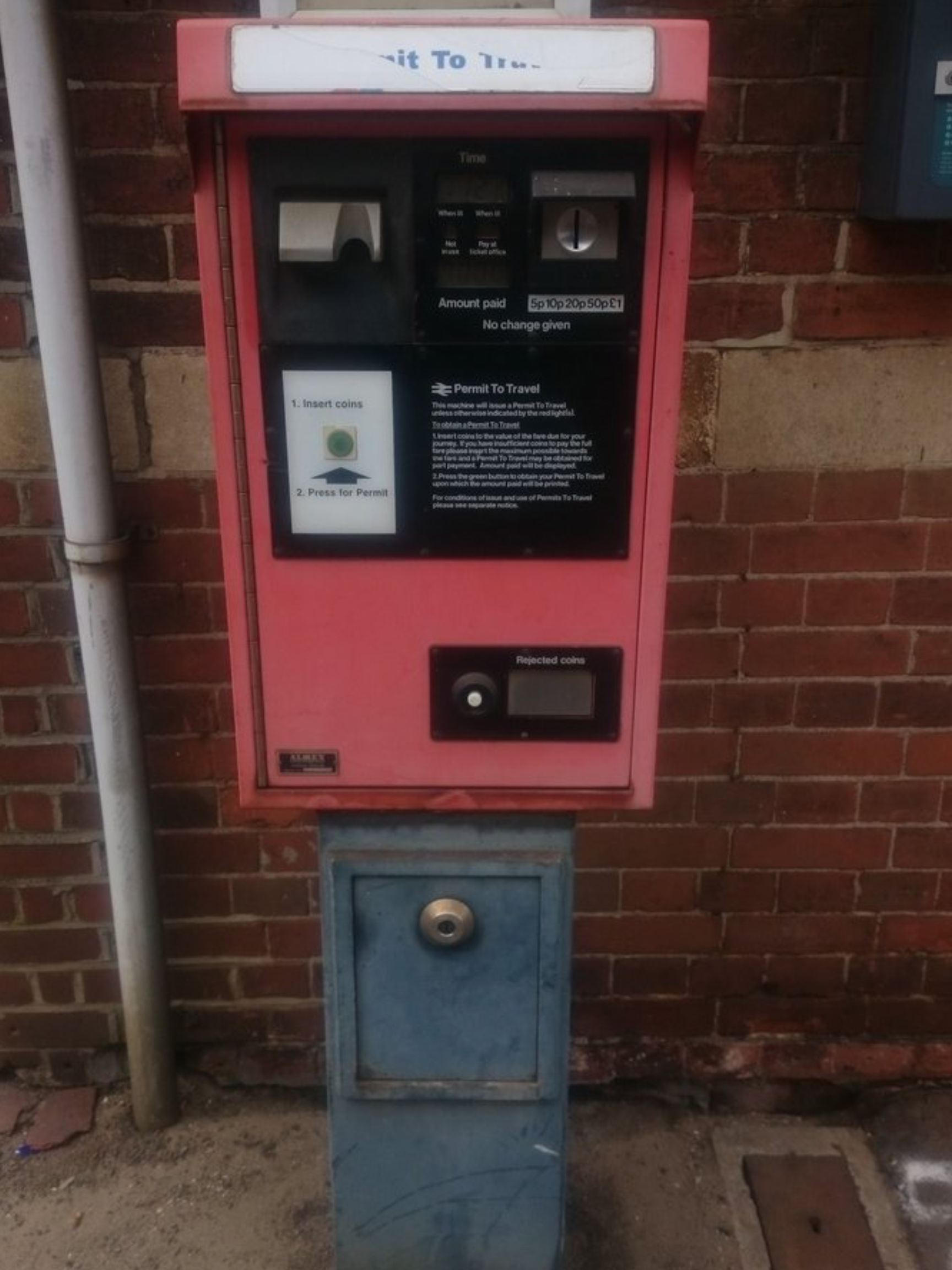 PERTIS machine at Manningtree railway station.