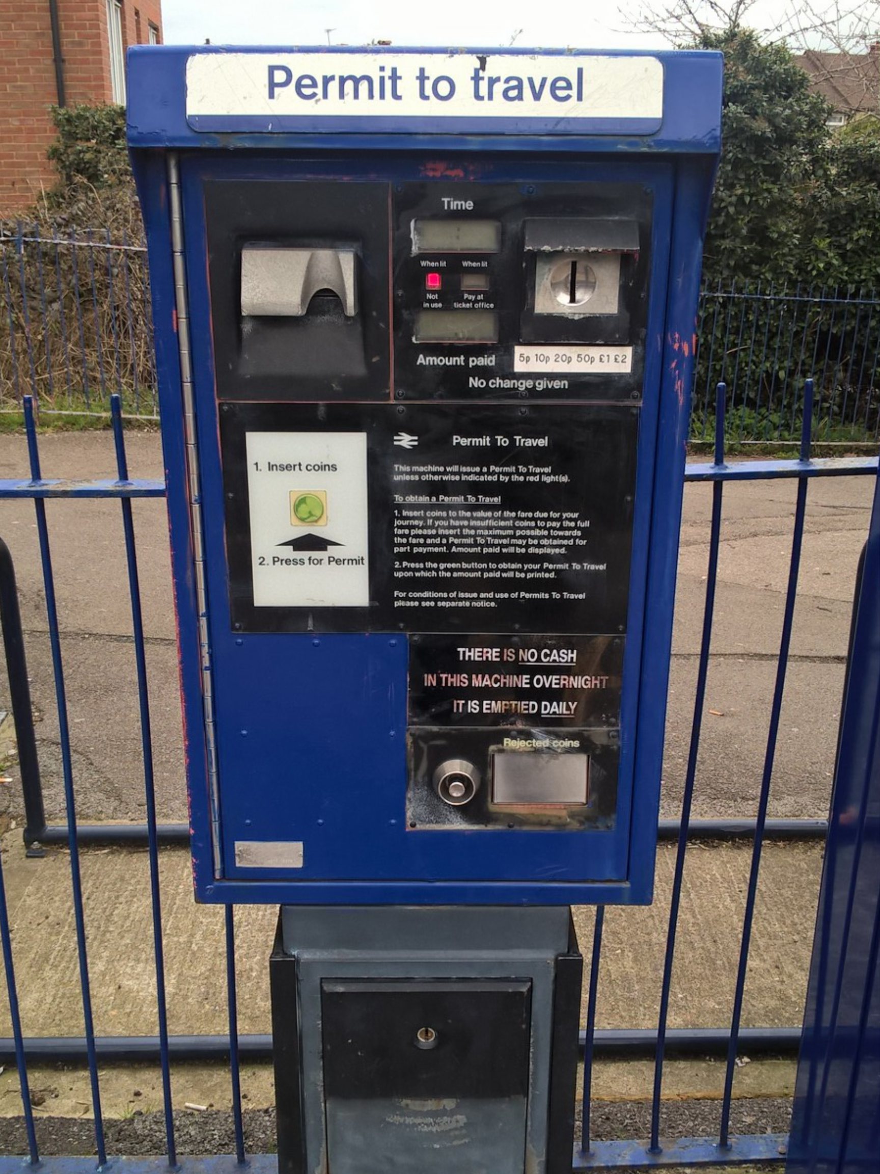 PERTIS machine at Northolt Park railway station.