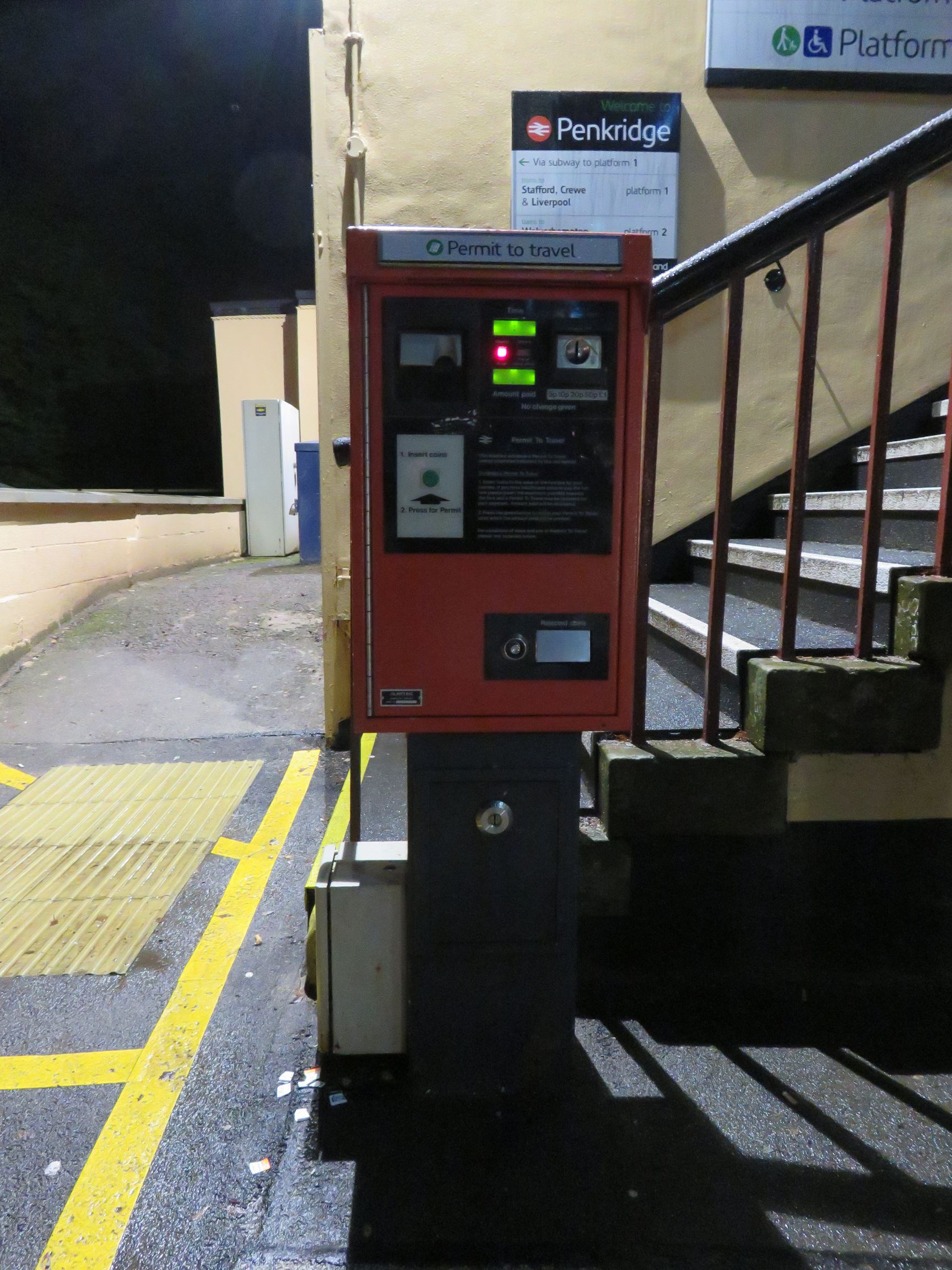 PERTIS machine at Penkridge railway station.