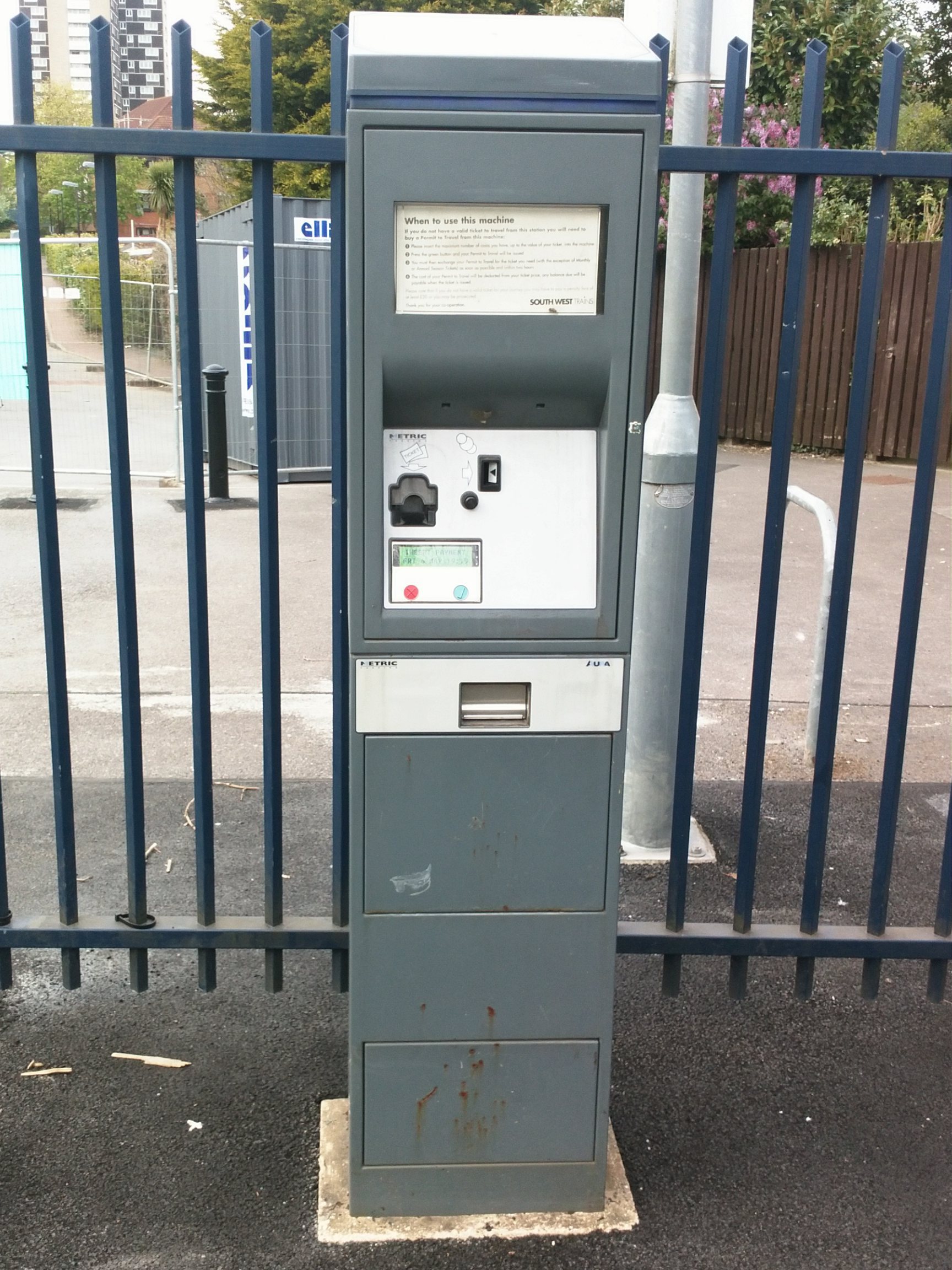 PERTIS machine at Redbridge railway station.