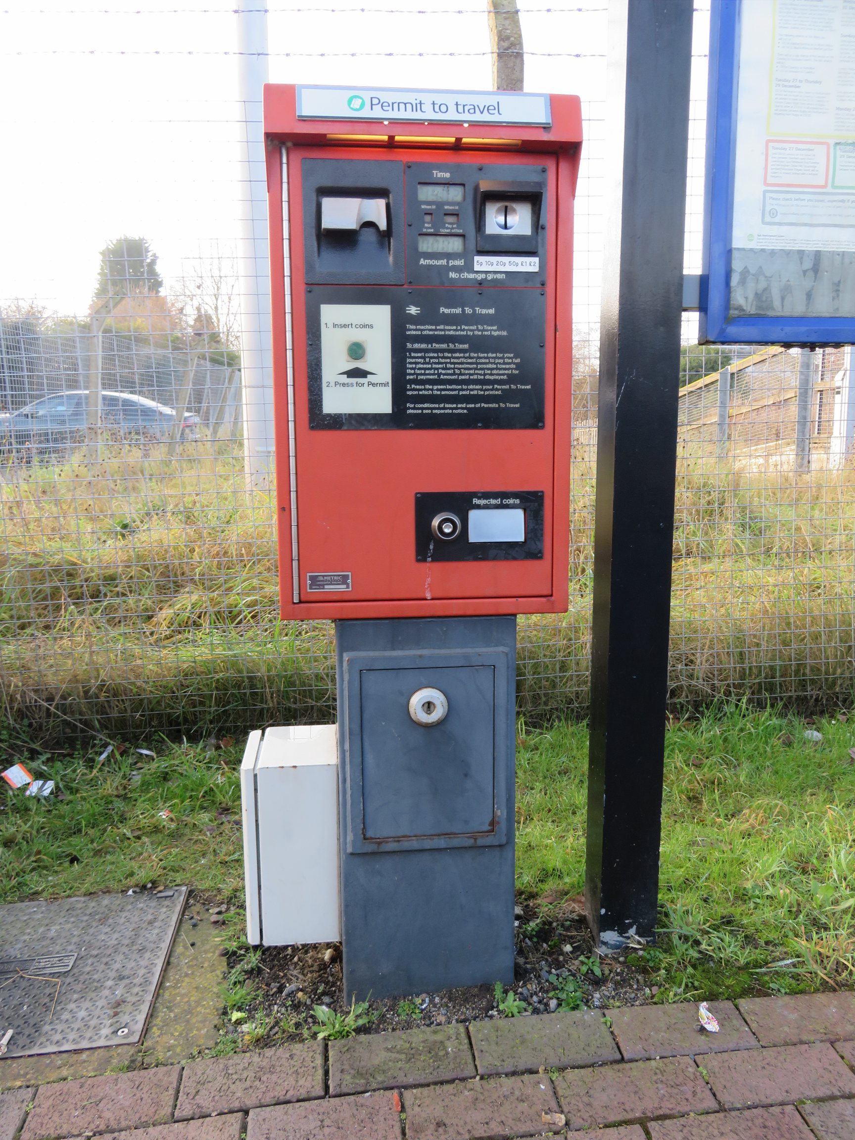 PERTIS machine at Rugeley Town railway station.