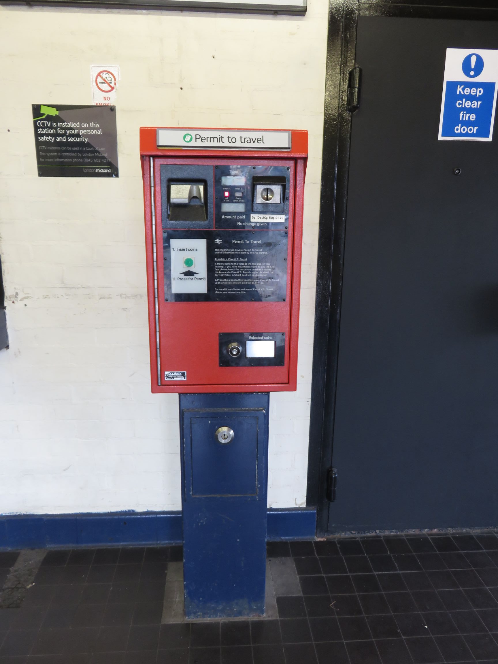 PERTIS machine at Stechford railway station.