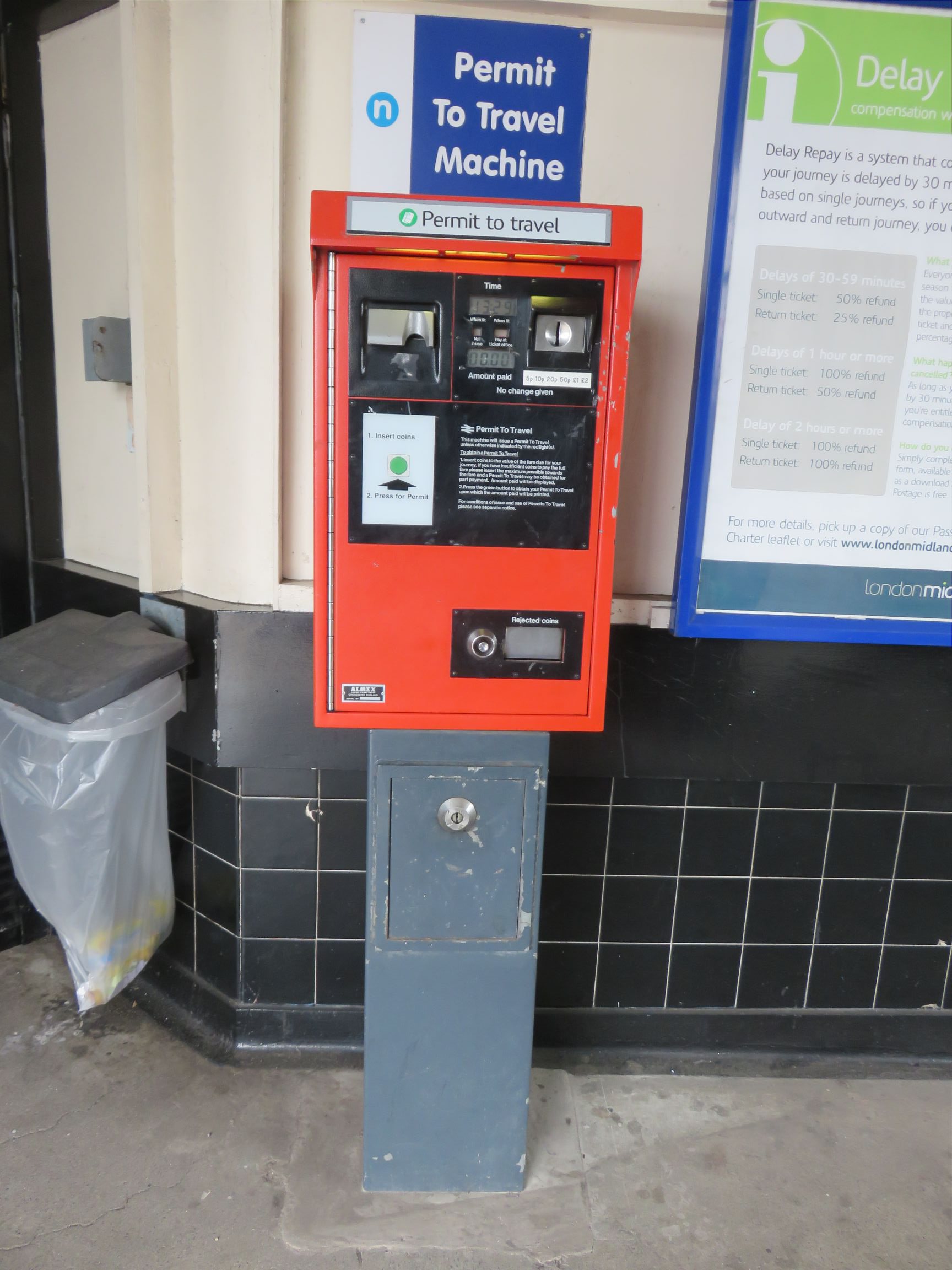 PERTIS machine at Small Heath railway station.