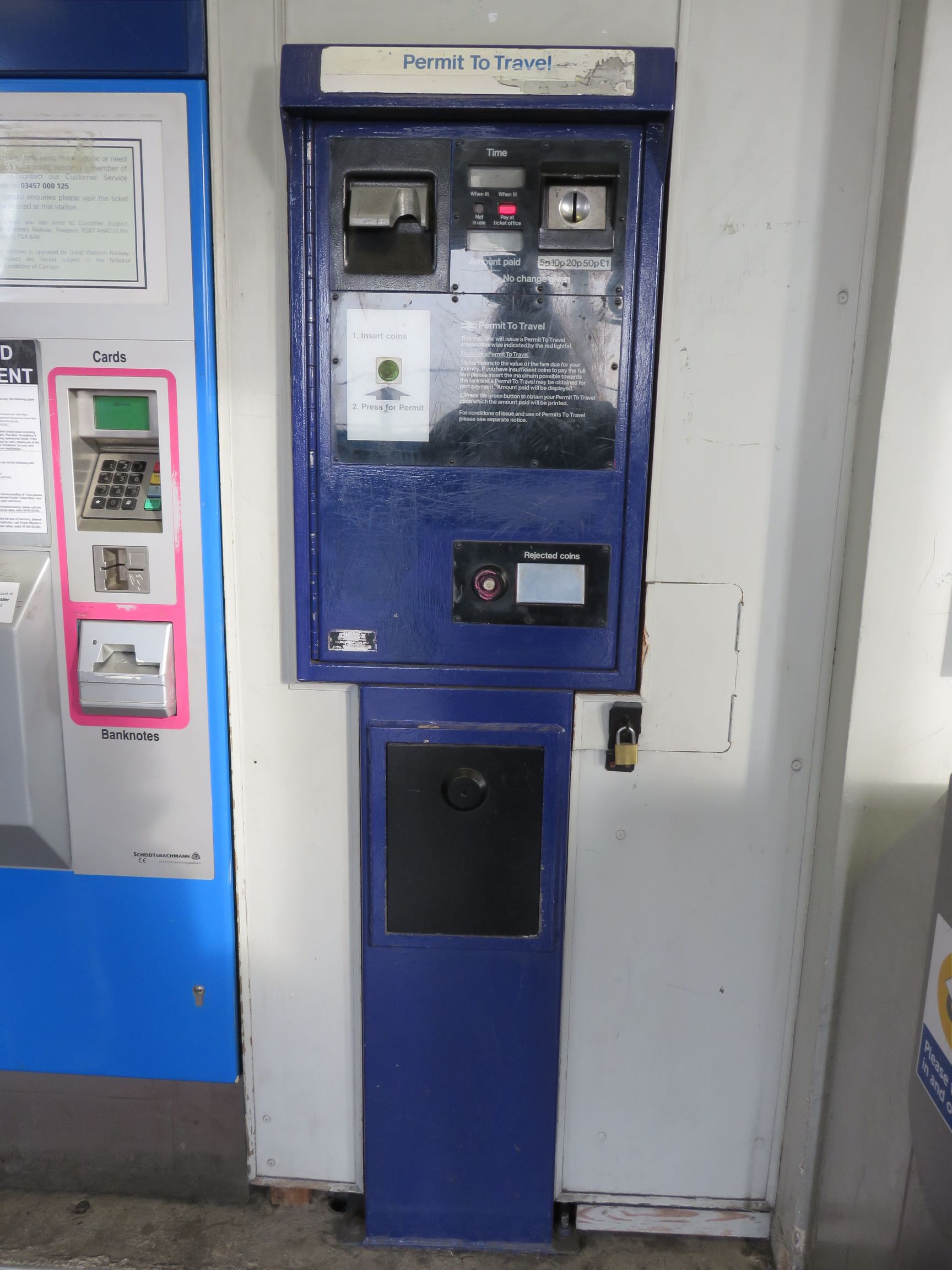 PERTIS machine at Southall railway station.