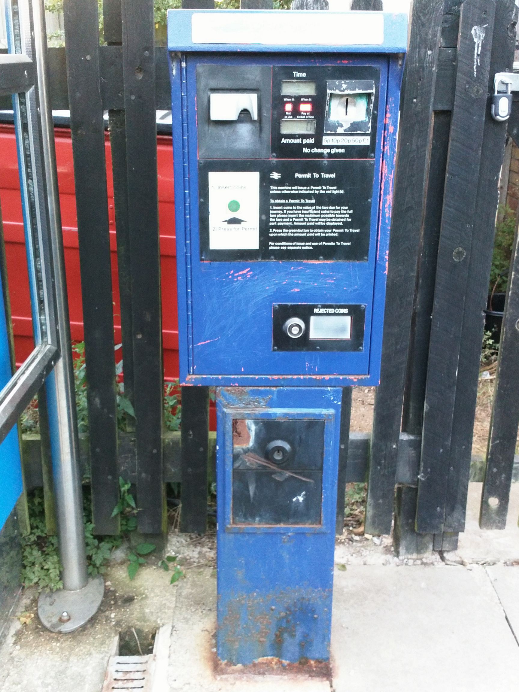 PERTIS machine at Watton-at-Stone railway station.