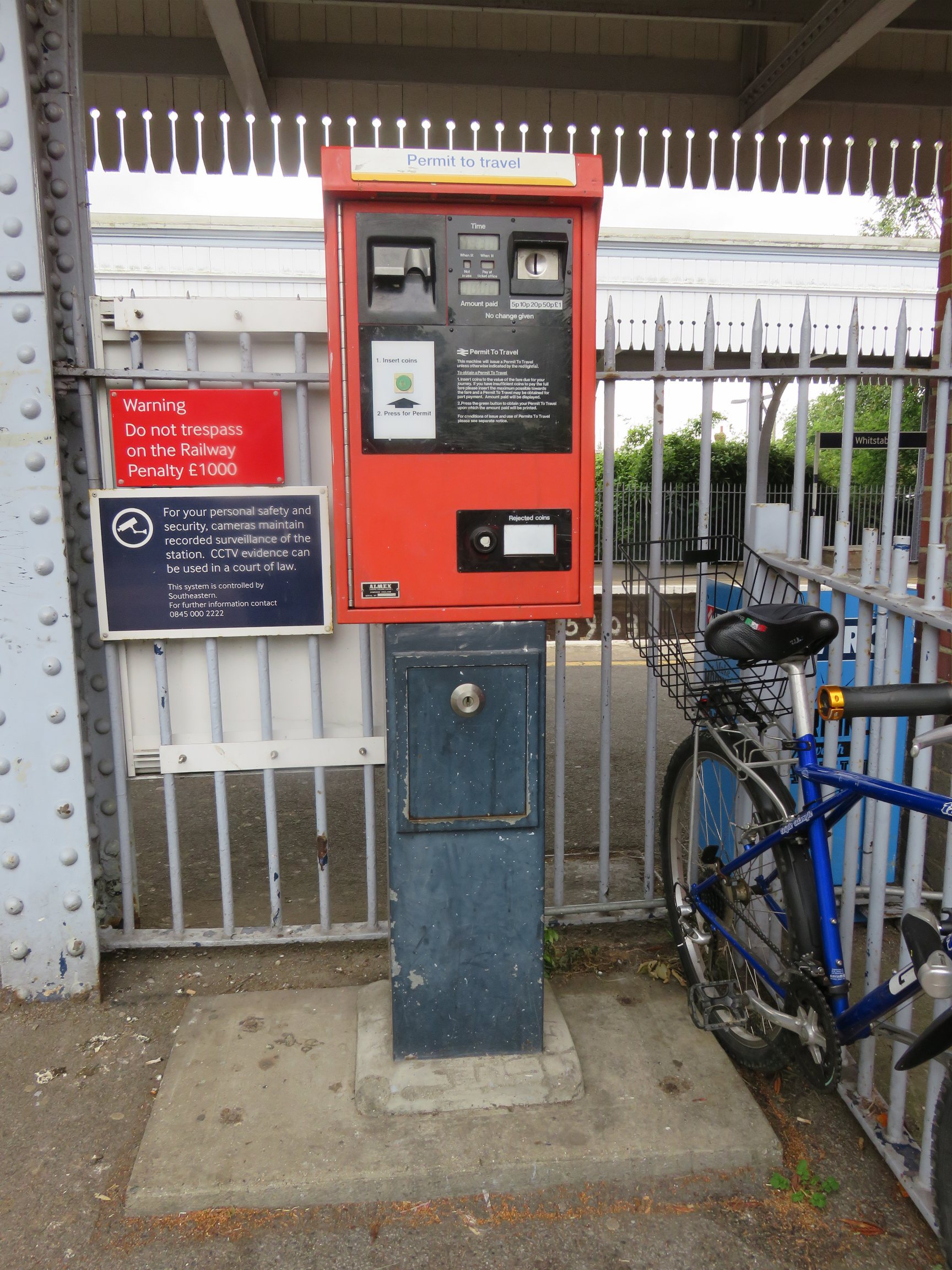 PERTIS machine at Whitstable railway station.