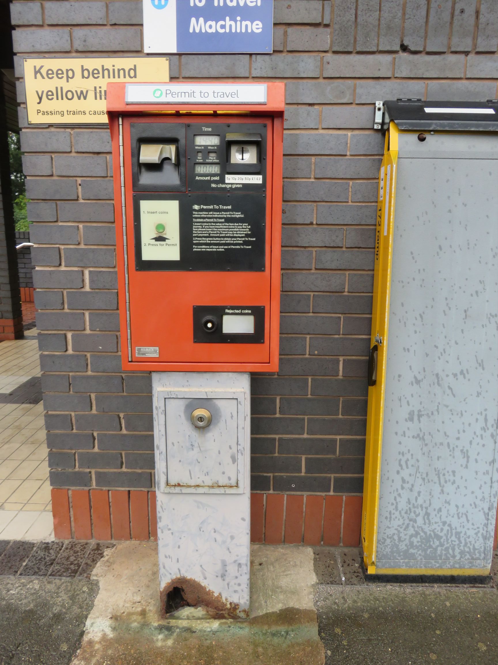 PERTIS machine at Widney Manor railway station.