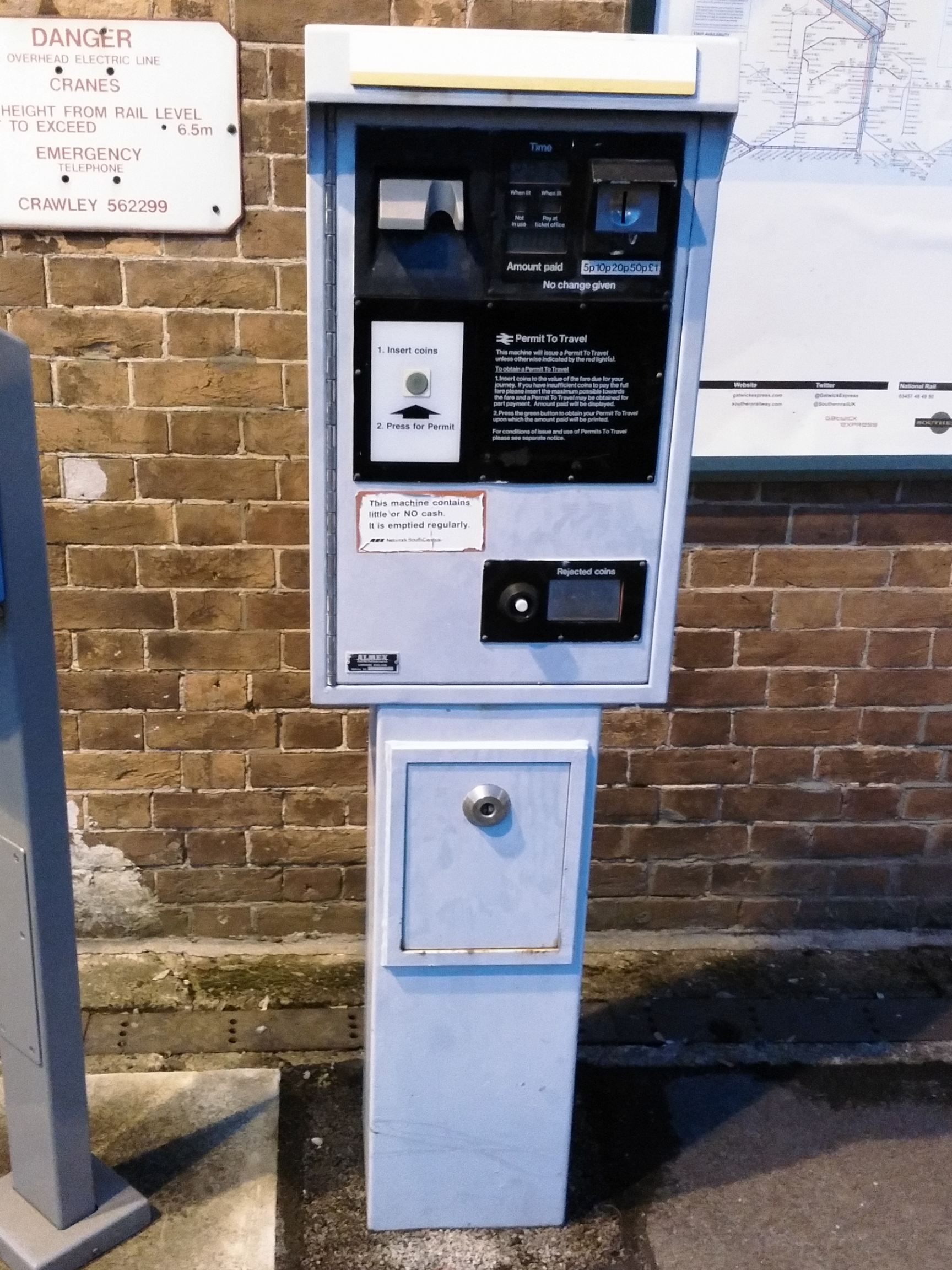 PERTIS machine at Warnham railway station.