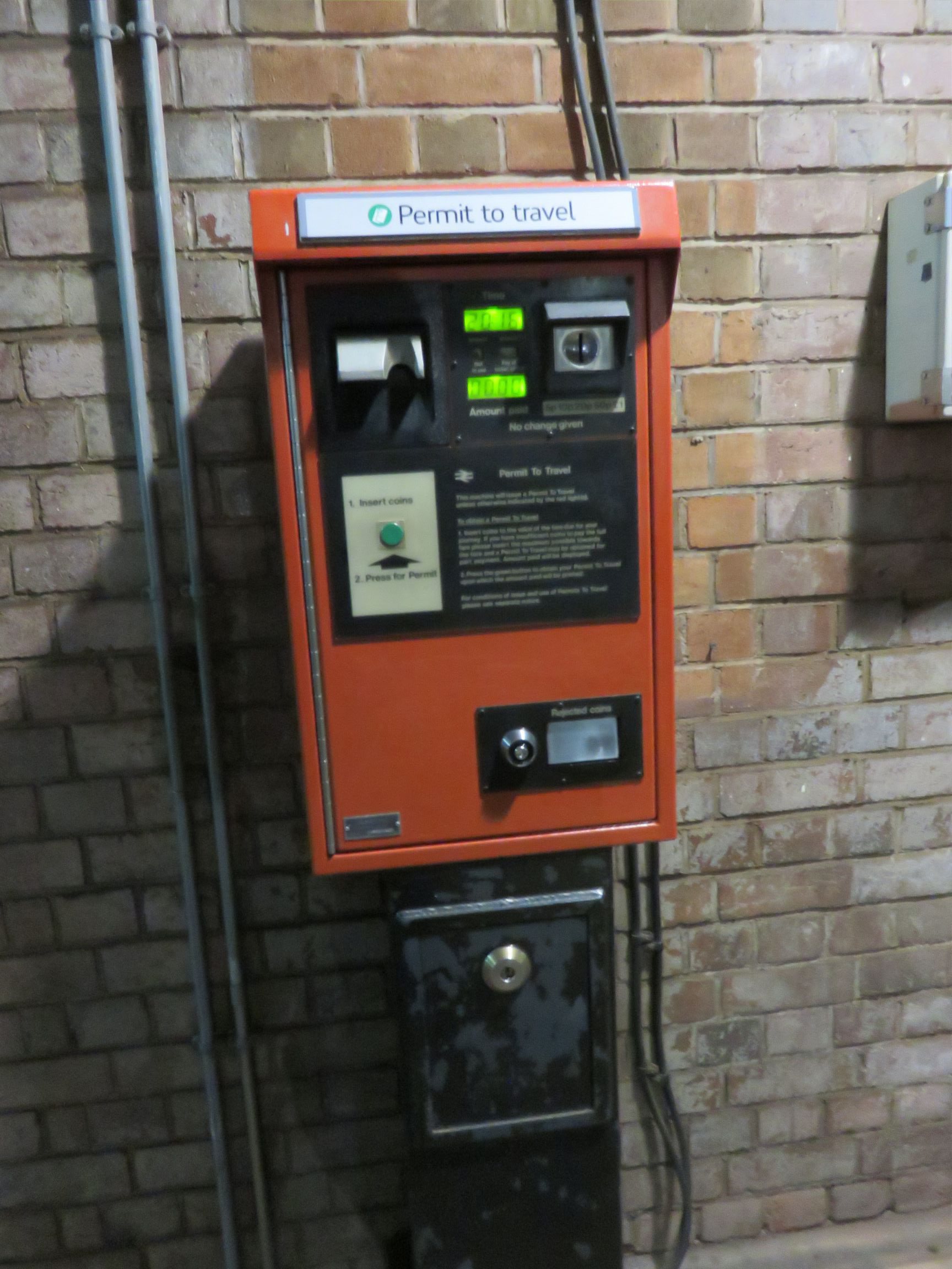 PERTIS machine at Witton railway station.