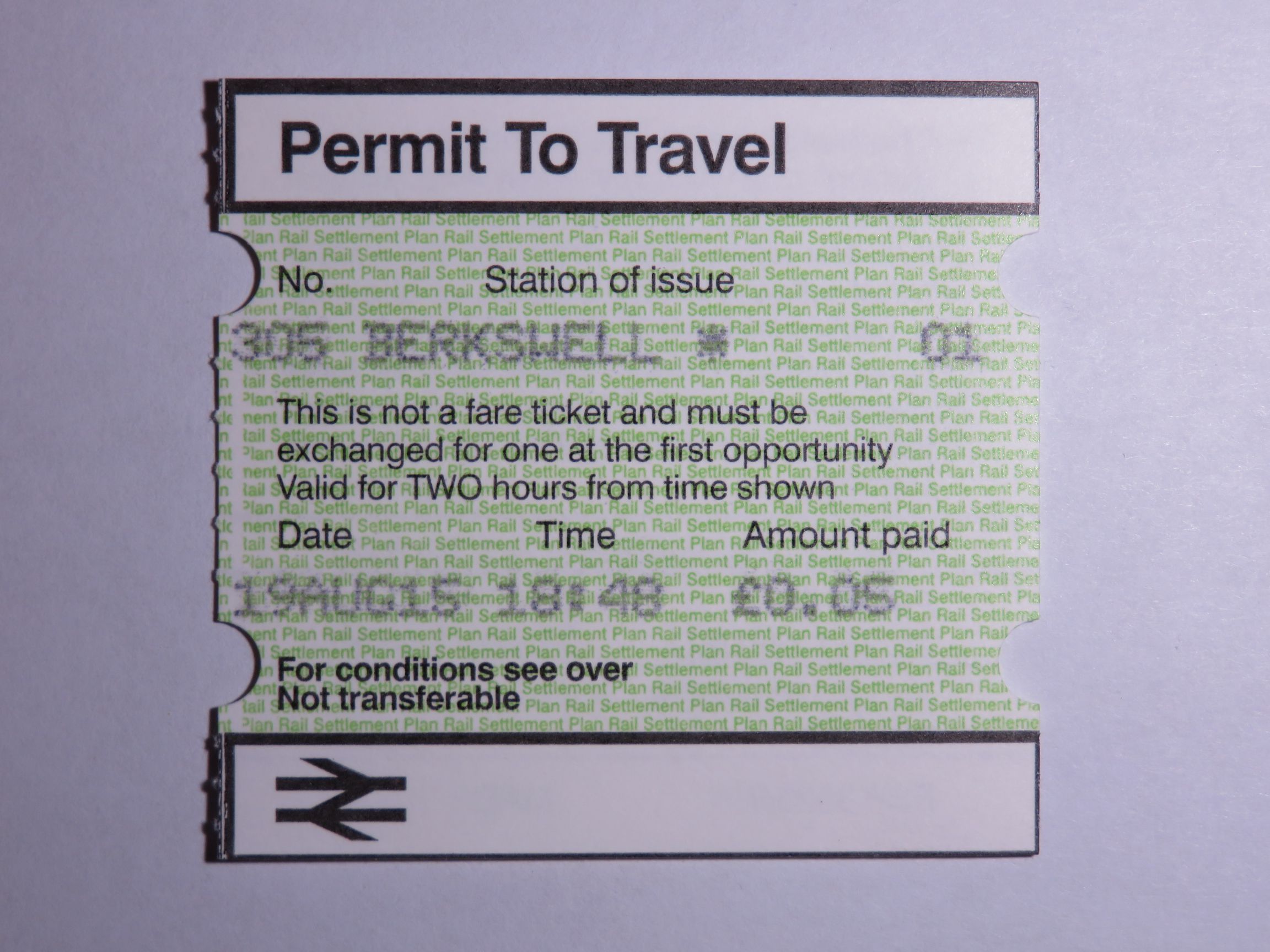 Ticket from Berkswell's PERTIS Machine.