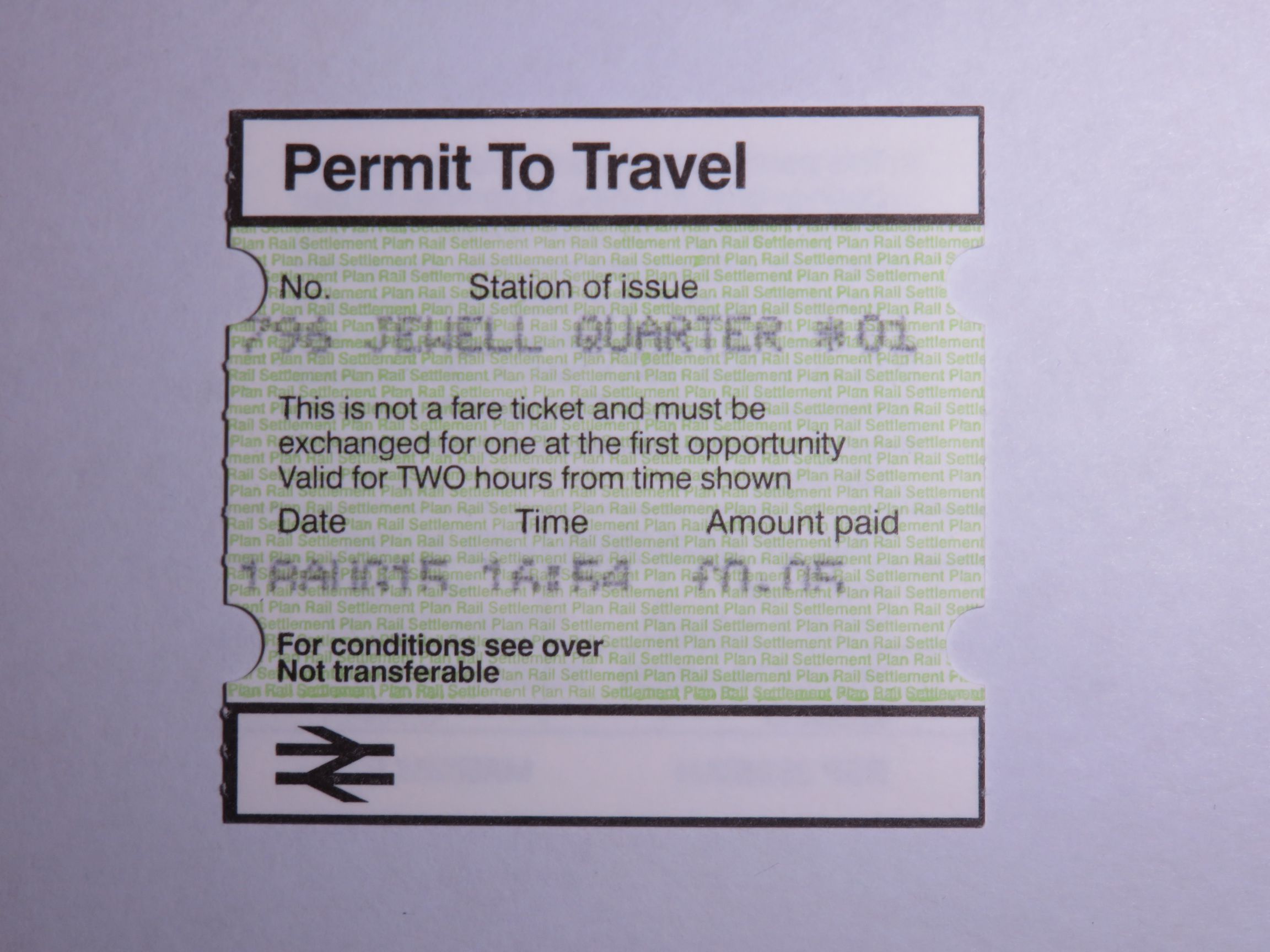 Ticket from Jewelry Quarter's PERTIS Machine.