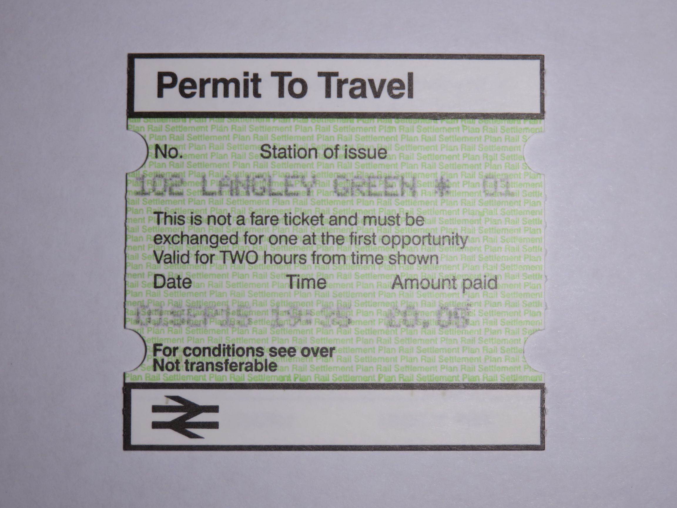 Ticket from Langley Green's PERTIS Machine.