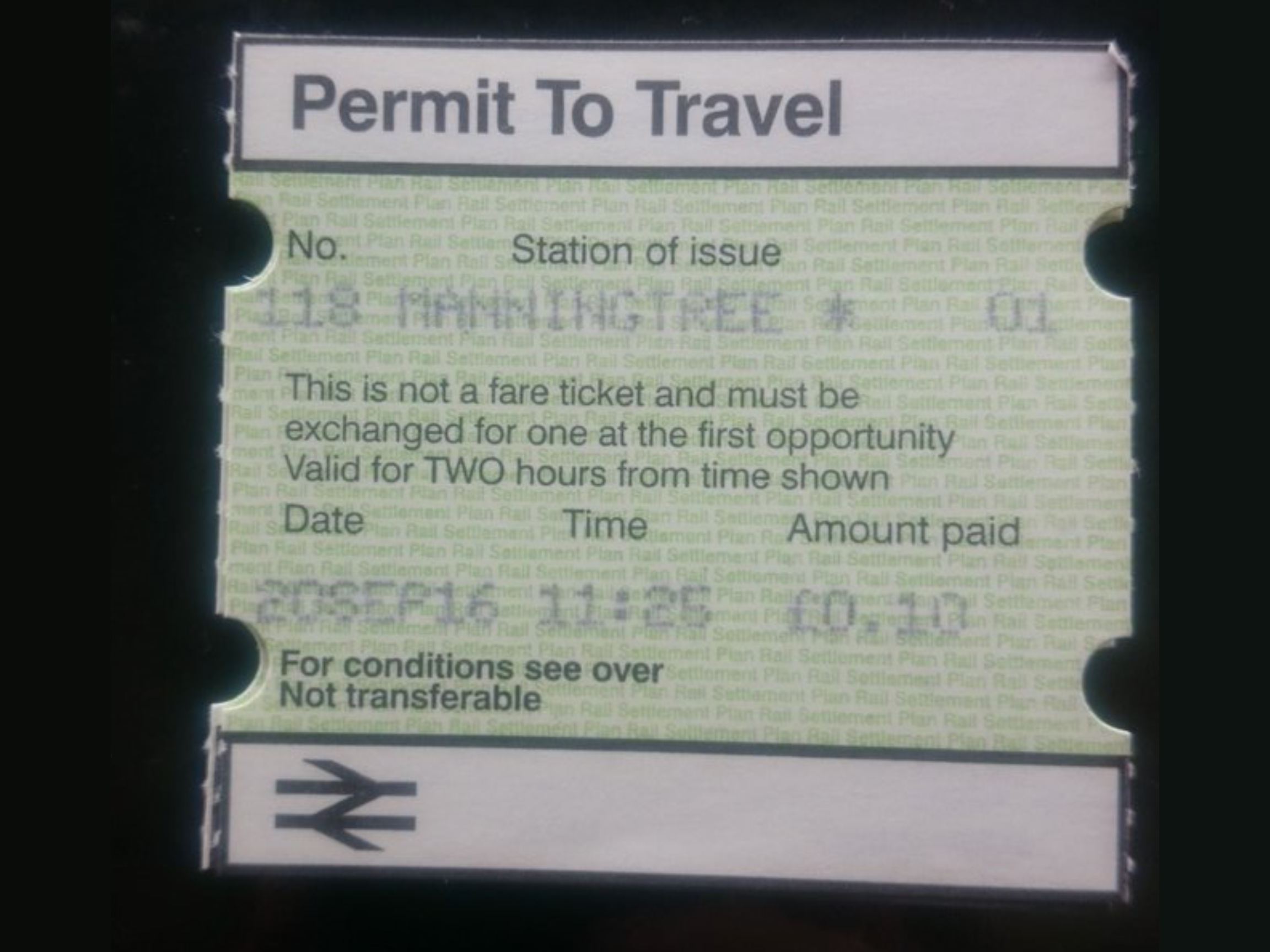 Ticket from Manningtree's PERTIS Machine.