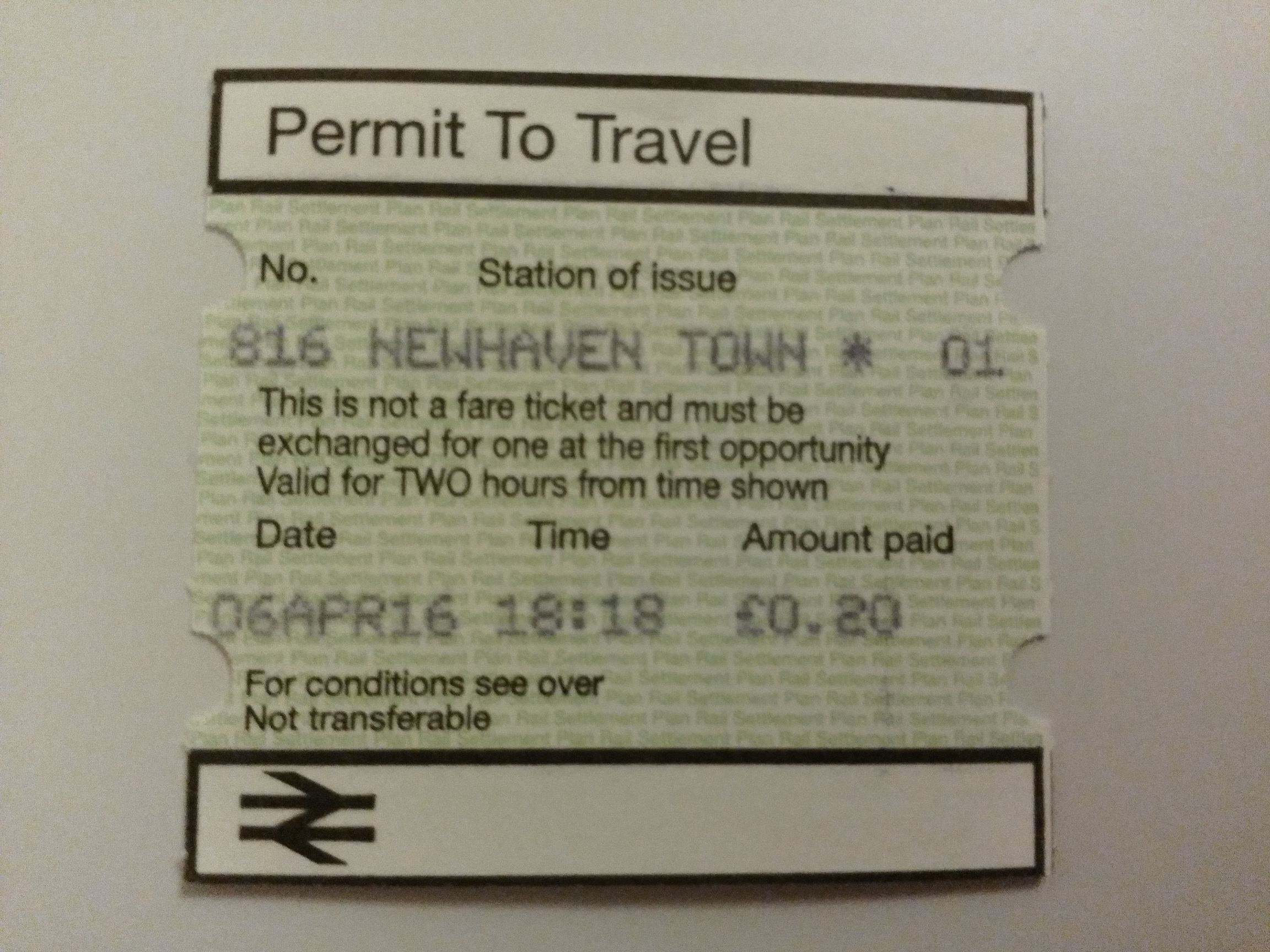 Ticket from Nehaven Town's PERTIS Machine.