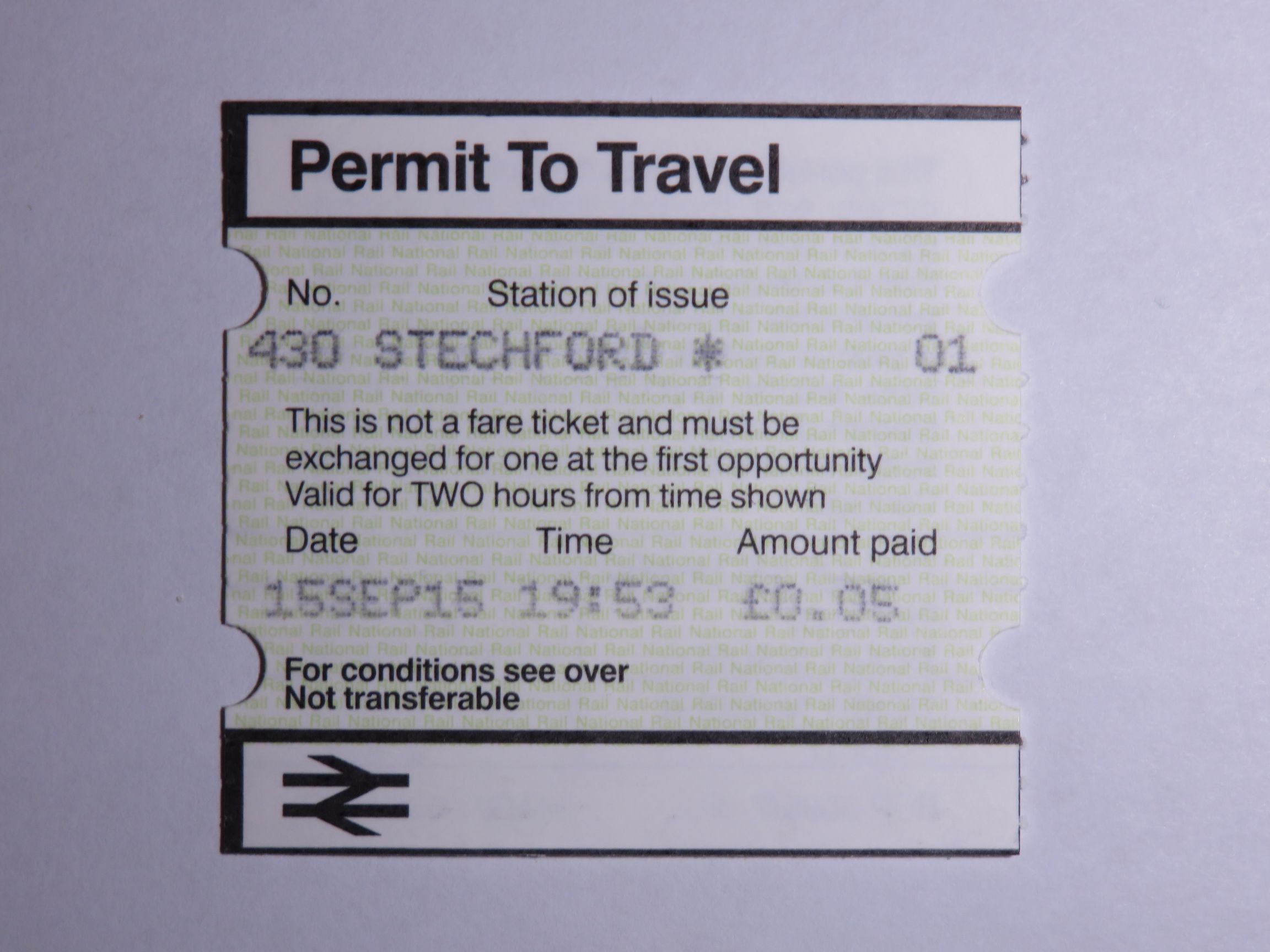 Ticket from Stechford's PERTIS Machine.