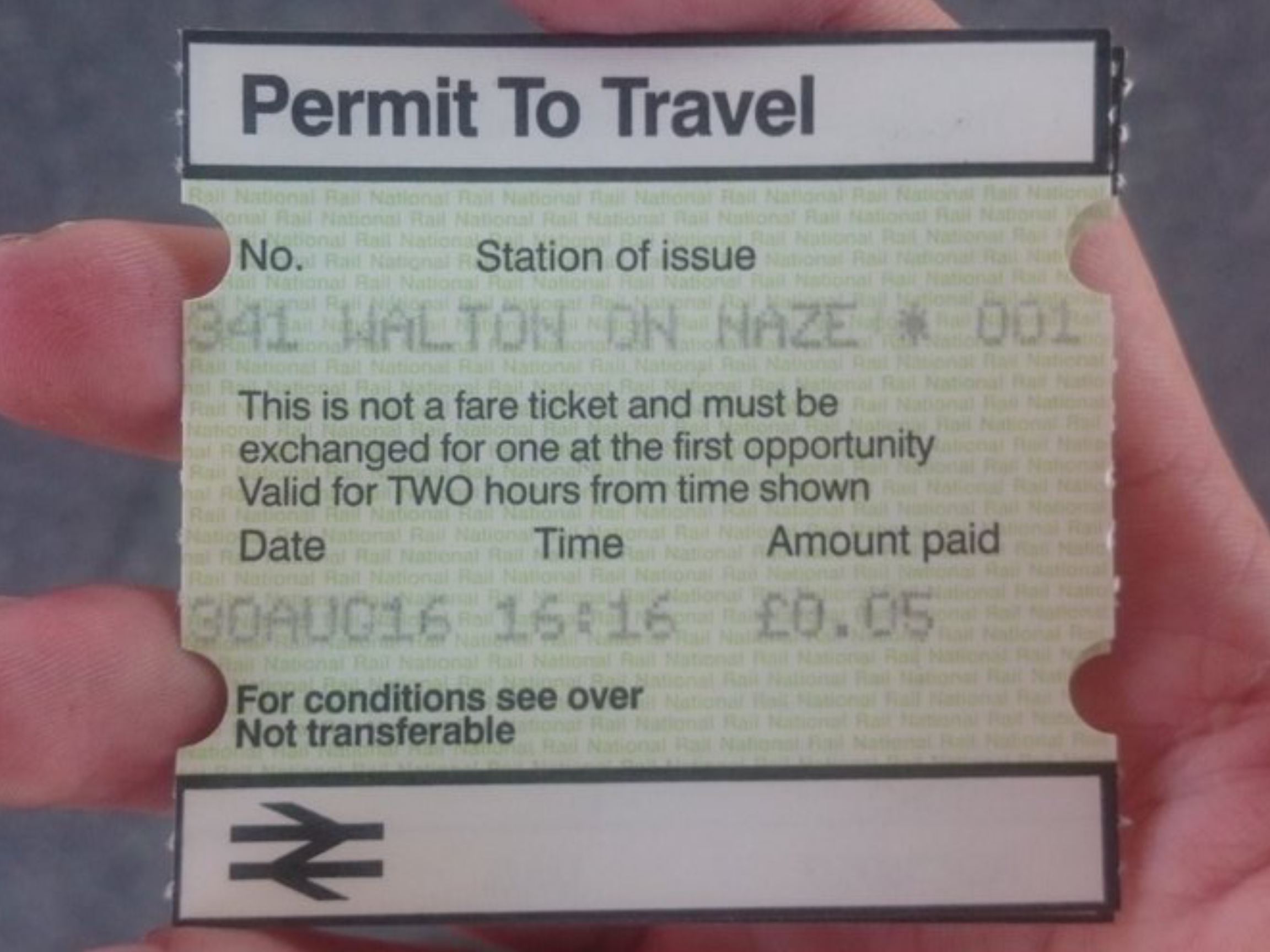 Ticket from Walton-on-the-Naze's PERTIS Machine.